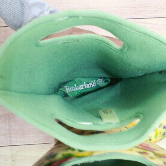 Timberland Cream Floral Print Insulated Knee High Rain Boots Size 7 M - Picture 6 of 9